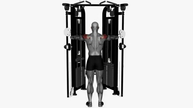 3d rendered animation of a shoulder exercise example on a white background