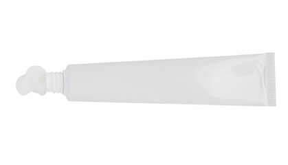 Packaging for ointment or cream is empty white on a blank background. Cream pours out