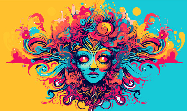 Psychedelic Abstract Art isolated vector style on isolated background illustration