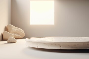 AI generated illustration of a marble display on a beige background