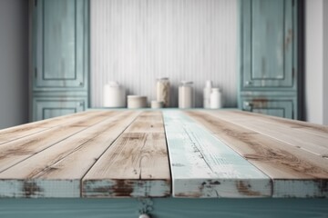 Obraz premium AI generated illustration of a table in the kitchen in beige colors