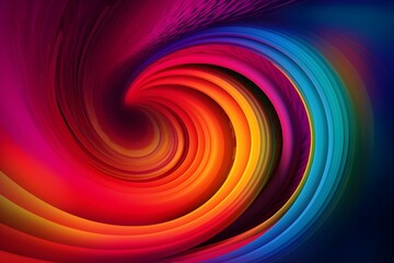 AI generated illustration of a vibrant abstract composition featuring pattern of multicolored waves