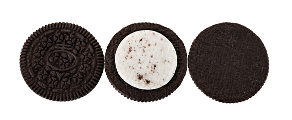 Chocolate cookie and cream isolated on transparent background. PNG