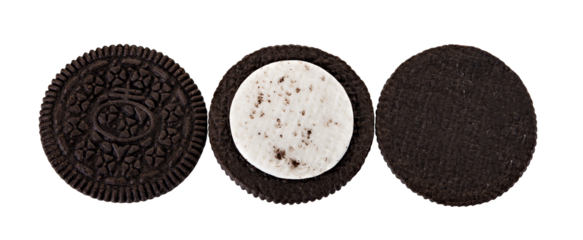Chocolate cookie and cream isolated on transparent background. PNG
