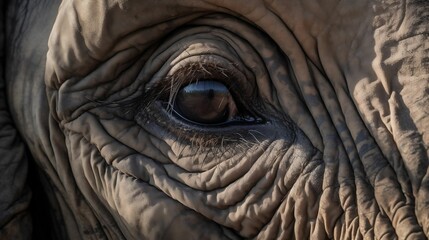 AI generated illustration of the eye of an elephant
