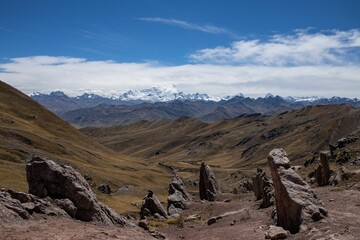Awe-inspiring landscape view of the majestic Rainbow Mountains in Peru