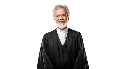 Happy lawyer cut out. Smiling lawyer man elderly age on transparent background