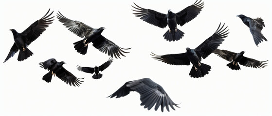 flock of flying crows