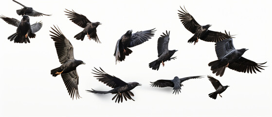 flock of flying crows
