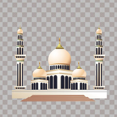 vector illustration of a mosque building, for ornamental design needs, with a transparent background