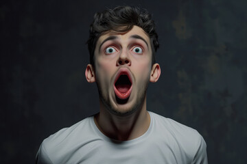 A man shocked with mouth open