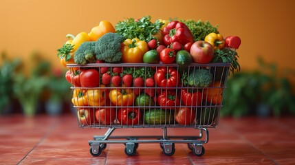 shopping cart filled with vegetables