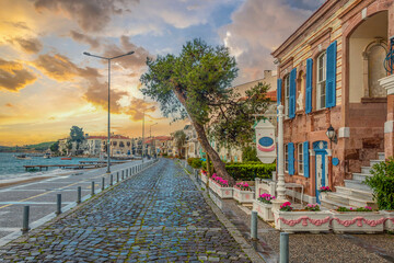 Street view in Foca Town. Foca is populer tourist destination in Turkey.