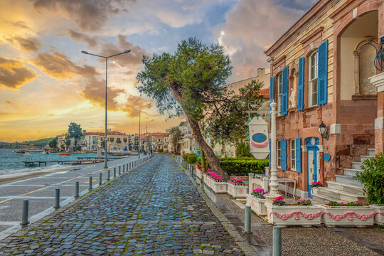 Street view in Foca Town. Foca is populer tourist destination in Turkey.