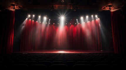 Vibrant spotlight illuminating stage, creating dramatic ambiance for performance