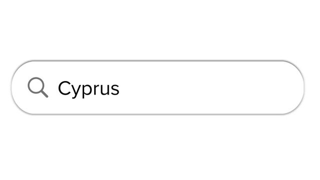 Animation of typing the word Cyprus on the search tab