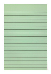 Naklejka premium Green rectangular note book paper, top view. Isolated cutout on a transparent background.