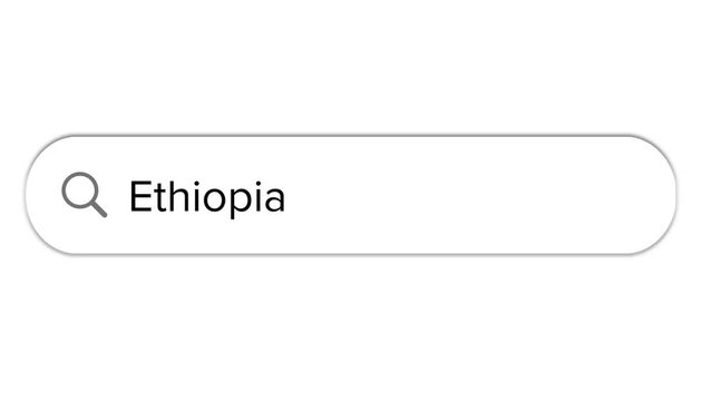 Search bar icon with Ethiopia text isolated on white background