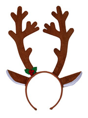 Reindeer hairband diadem. Top view. Isolated cutout on a transparent background.