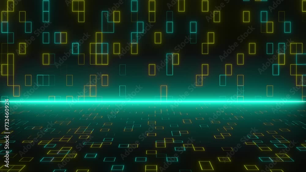 Poster abstract technology background with blocks. computer generated 3d render
