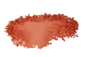 A smear of red eyeshadow on a blank background