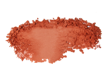 A smear of red eyeshadow on a blank background