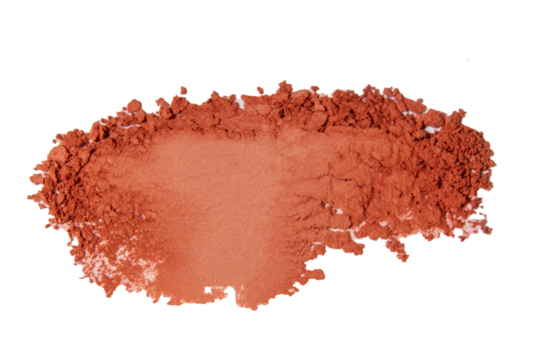 A smear of red eyeshadow on a blank background