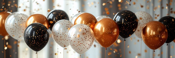 Golden Glowing Balloons for a New Year's Eve Celebration Generative AI