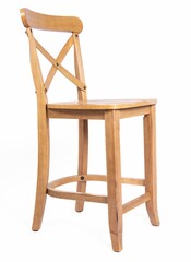 Bar high wooden stool on a white background