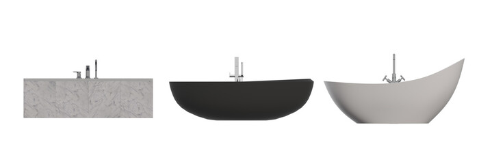 bathtub isolated on a white background, 3D illustration, and a CG render