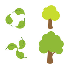 set of trees and Leafs icon simple, For web, decoration, icon.