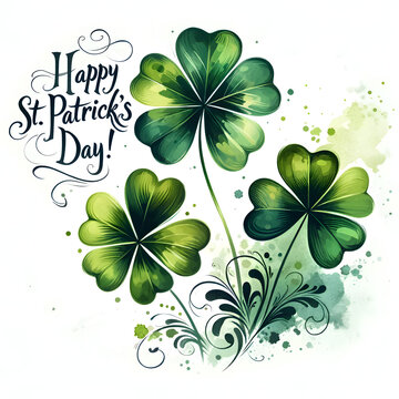 Happy St. Patrick's Day: A Celebration of Irish Luck with Verdant Watercolor Clovers
