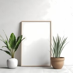 Minimalistic Interior Design with Frame and Plants
