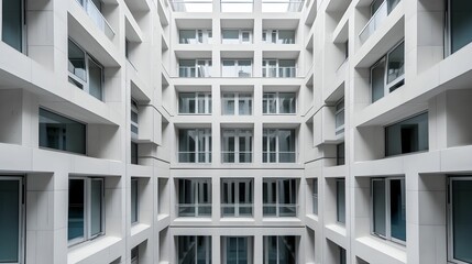 Fototapeta premium Ai generated illustration of a modern building with a glass facade and multiple windows
