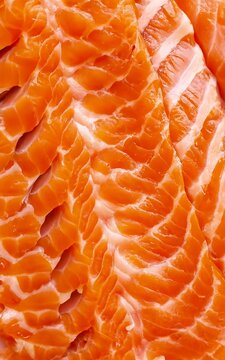 Fresh salmon slice very close up. macro shot. seafood background. pattern