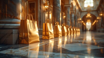 Golden Glamour: A Golden Bag Display for the Month of Love Generative AI