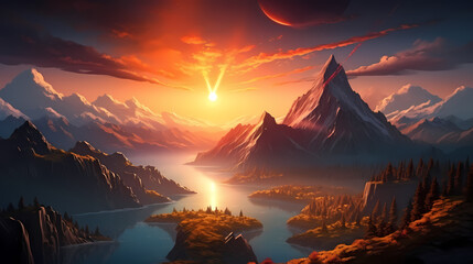 Stunning mountains, panoramic peaks PPT background