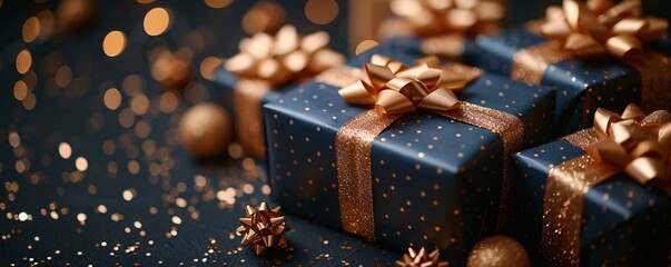 Golden Gift Wrapped in Sparkling Bow: A Gift of Love for the Holidays Generative AI