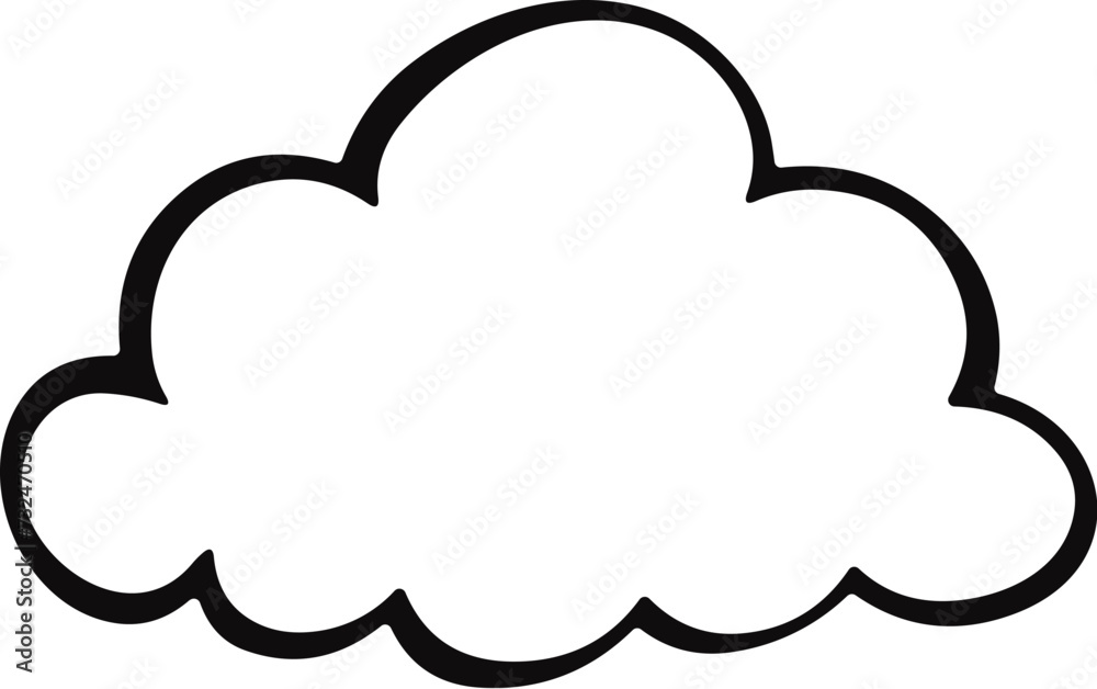 Wall mural vector illustration of a cartoon cloud in black outline on a white background