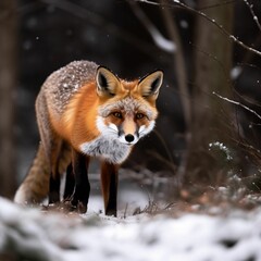 AI-generated illustration of a red fox staring intently at the camera.
