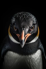 AI generated penguin's head on black background