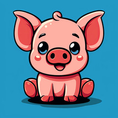 Obraz na płótnie Canvas Cute pig illustration, colorful piglet vector style graphic.