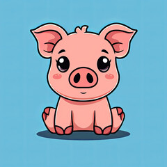 Cute pig illustration, colorful piglet vector style graphic.