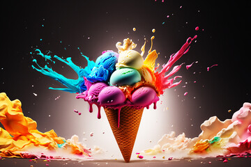 アイスクリームの柔らかな口当たりが、至福の感動を呼び起こす - obrazy, fototapety, plakaty