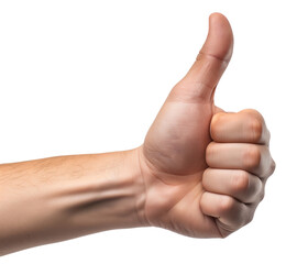Hand with thumb up, approval sign isolated from white or transparent background