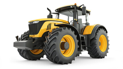 Yellow tractor isolated from white or transparent background