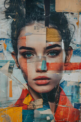 Abstract Woman Portrait Collage Art. Generative AI