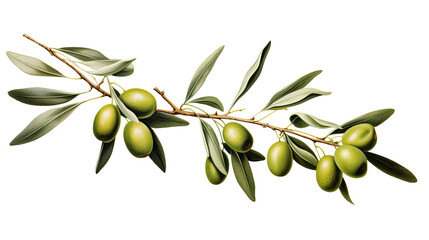 Delicious olives with leaves on transparent background