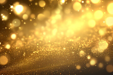 Golden Glitter Sparkle Against a Black Background for Festive Design