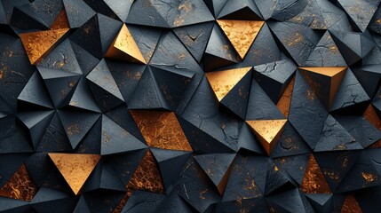 Golden Triangles on Black Background: A Modern Artwork for Monthly Events Generative AI